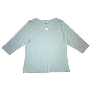 Christopher & Banks Petite Women's Mint Green 3/4 Sleeve Shirt SZ:PXL NEW W/TAGS